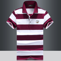Summer mens casual lapel polo shirt striped short sleeves British simple Tide brand led T-shirt men