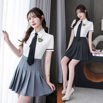Beautician working clothes Temperament Reduction College Wind Pendulum Skirt Suit Cashew Sauna Pedicure Foot Bath Technician Clothing Tide