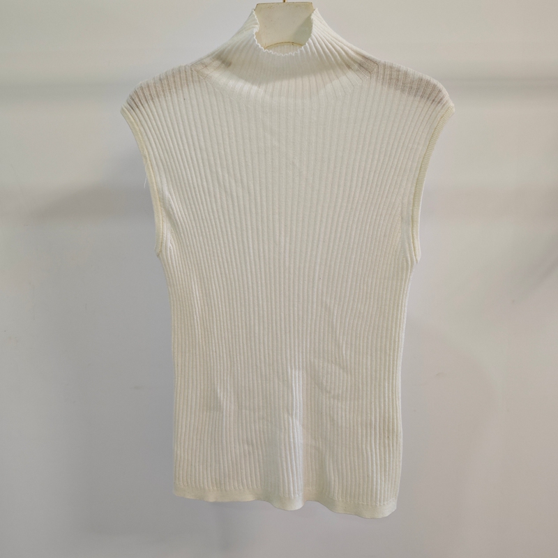 2026 Autumn High Neck Ribbed Knit Vest for Women, Sleeveless Pullover, Casual Style, Solid Color Sweater Vest, Versatile 7088m