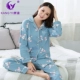 Hong Kong Kang Yi Bộ đồ ngủ cotton mùa thu và mùa đông đơn giản cho nam đơn giản Bộ đồ ngủ dài tay giản dị - Bên ngoài ăn mặc