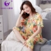 Kangyi Phương thức đồ ngủ phụ nữ mùa hè cotton lụa ngắn tay quần năm điểm trung niên rộng rãi dịch vụ nhà mỏng hai mảnh phù hợp - Bên ngoài ăn mặc