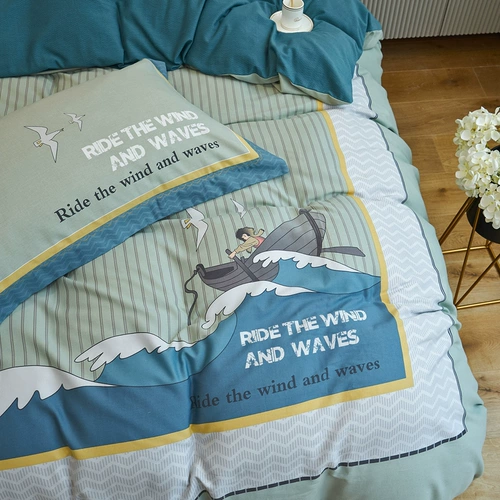 盛宇 Хлопковое покрывало, хлопковый комплект, простыня, современный пододеяльник, 4 предмета, популярно в интернете