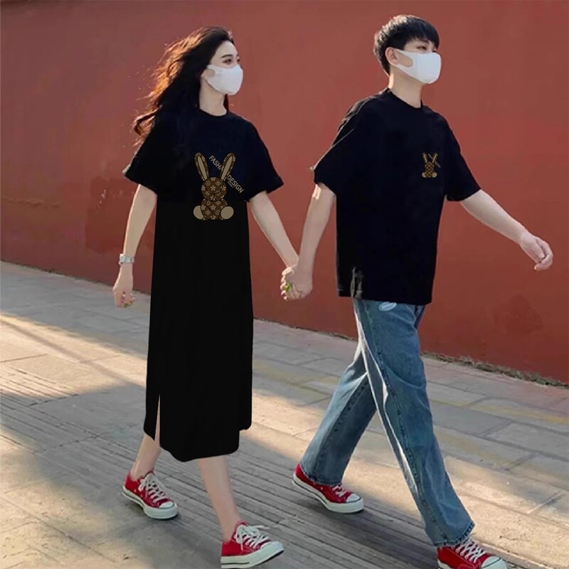 Pure Cotton Maternity Spring and Summer Short-Sleeved Dress, Loose Large Size Maternity Wear, Casual Knee-Length Mid-Length T-Shirt Dress