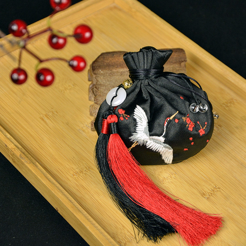 Ancient Wind Sachet Handmade Embroidered Diy Material Bag Fairy Crane Pocketbook Traditional Chinese Herbal Perfume Bag End Afternoon Incense Bag Custom Gifts