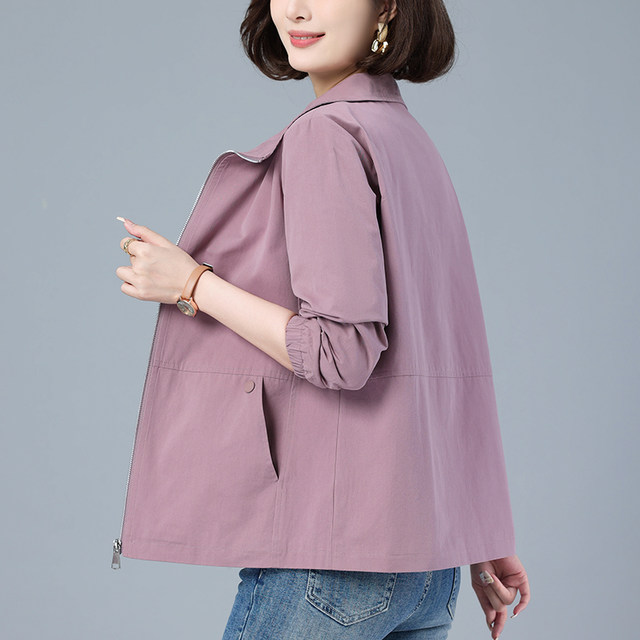 Cotton casual small coat spring new large size loose jacket jacket middle-aged mother spring and autumn short coat women