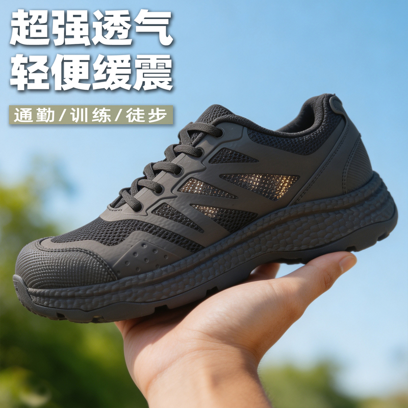 Summer Breathable Mesh Training Shoes, New Ultra-Light Outdoor Running Shoes, Black Commuting Physical Training Duty Shoes Summer Breathable Mesh Training Shoes, New Ultra-Light Outdoor Running Shoes, Black Commuting Physical Training Duty Shoes
