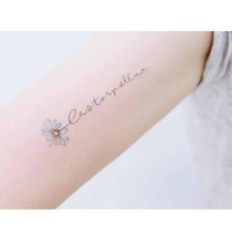 New tattoo stickers waterproof men and women Japan and South Korea lasting literary hipster clavicle color English chrysanthemum sexy temptation