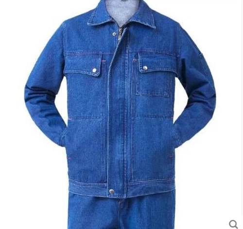 Джинсовый износостойкий хлопковый комбинезон подходит для мужчин и женщин, защита от ожогов, увеличенная толщина