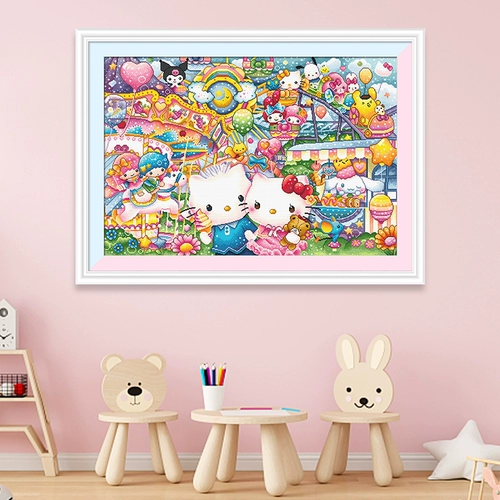 KS вышивка крестиком, новинка 2024 года, мультяшная анимация, самовышивка, ручная работа, вышивка нитками, детская комната, спальня, парк развлечений с котенком