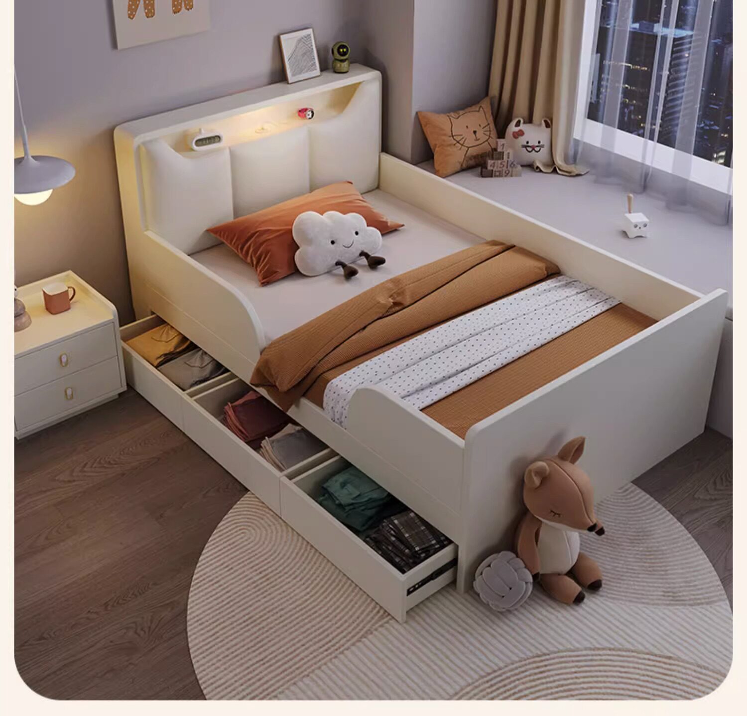 Детская кровать 儿童护栏床一米二带围栏男孩女孩公主单人床现代简约多功能儿童床 Congliang