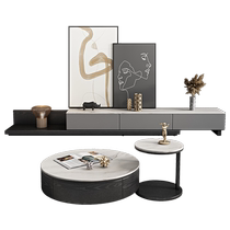Light luxury slate coffee table TV cabinet living room household large and small apartment modern simple retractable floor cabinet furniture combination