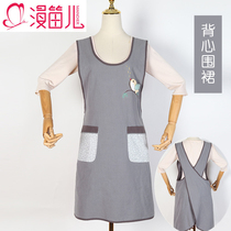 Easy-to-wear cotton and linen vest apron female cute bib greenhouse overalls fashion simple plain household kitchen apron