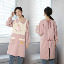 Comic Flute Korean version Fashion cute cartoon long sleeves Long sleeves Apron Flower Shop Working Suit Waist Adults Domestic Hood Clothes