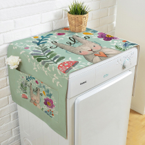 New blue and green bottom rabbit fabric washing machine dust cloth single open double open door refrigerator decorative cover washing machine cover towel