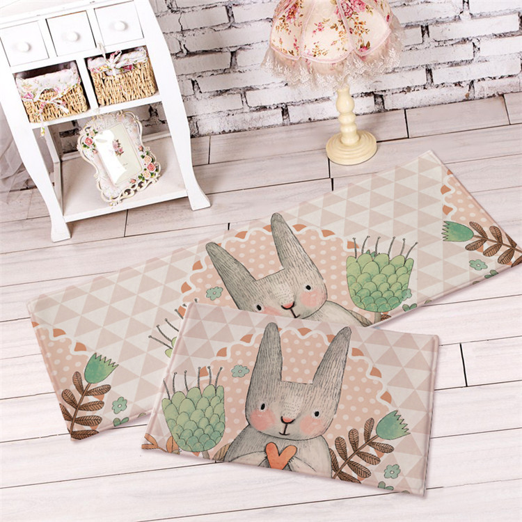 Meng Meng dễ thương thỏ thỏ hoạt hình dễ thương da lộn thảm thảm minh họa trong nhà đại sảnh phòng tắm thảm pad - Thảm thảm trải giường