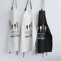 Fashion spoon fork apron cotton waist stripe Nordic minimalist kitchen lovers apron coffee shop overalls
