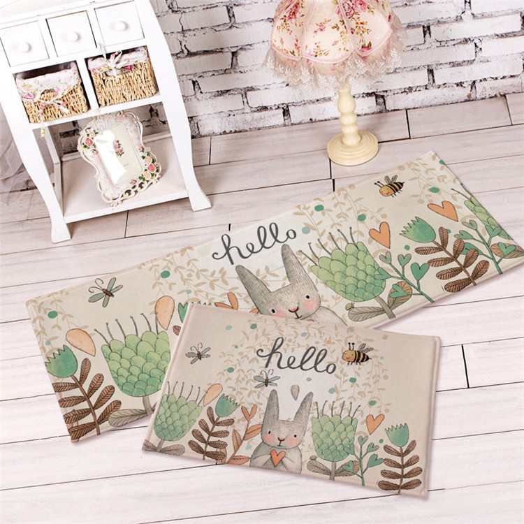 Meng Meng dễ thương thỏ thỏ hoạt hình dễ thương da lộn thảm thảm minh họa trong nhà đại sảnh phòng tắm thảm pad - Thảm thảm trải giường