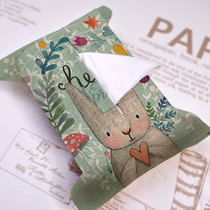 Cotton and linen fabric tissue box car smoking paper box set home car napkin paper box set cartoon rabbit tissue bag