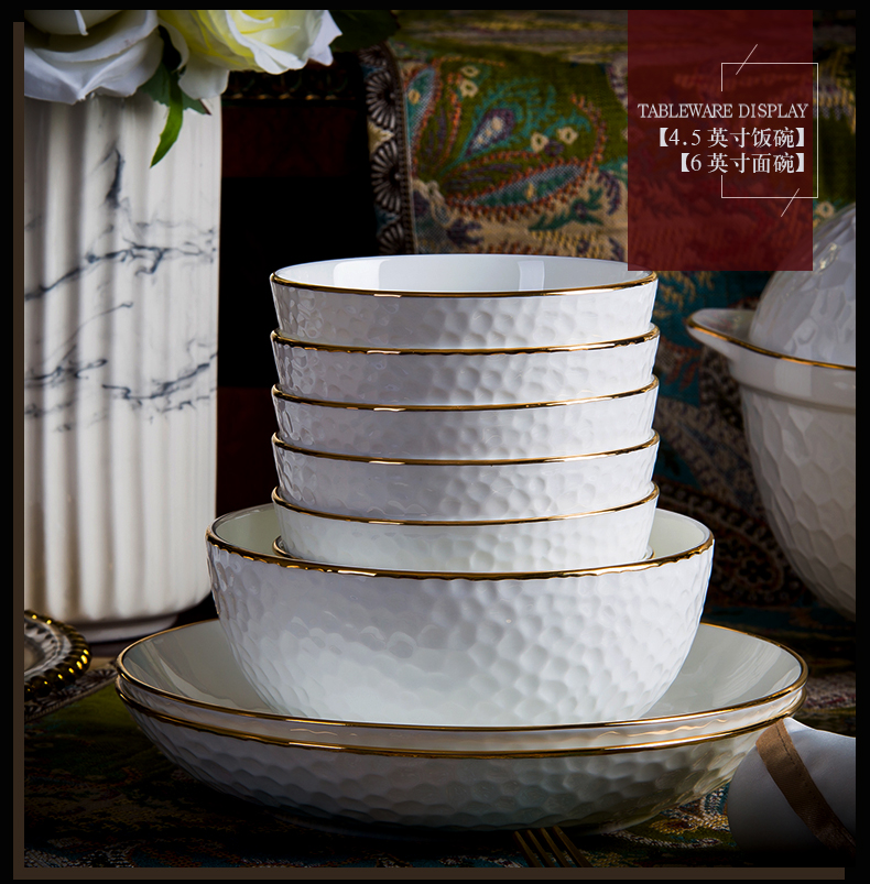 Jingdezhen pure white ipads porcelain tableware suit dishes suit dishes of Chinese style household contracted