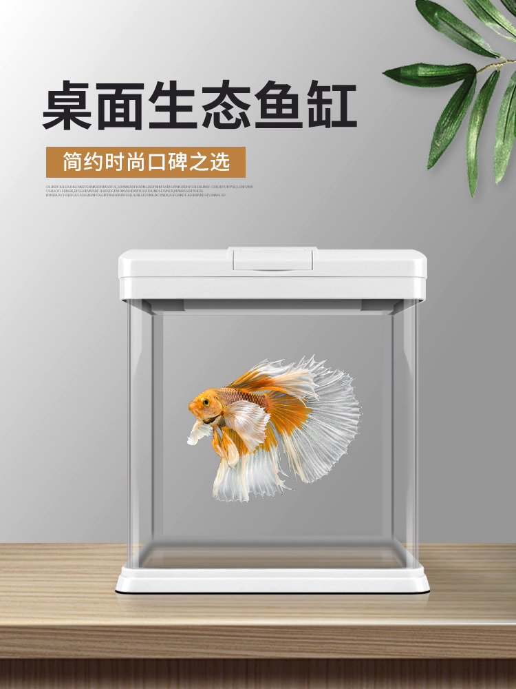 Starfish fish tank white aquarium Ecological creative living room small mini glass desktop household lazy goldfish tank