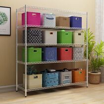 Stainless steel color metal shelf Multi-layer hollow kitchen storage debris multi-functional 5-layer floor storage shelf