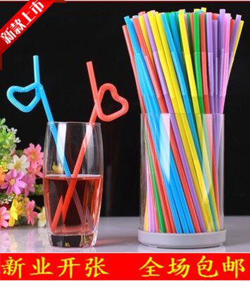 3 Pack Art Straws Disposable White Transparent Black Color Straws Lemon Cola Drink Milk Tea Straws