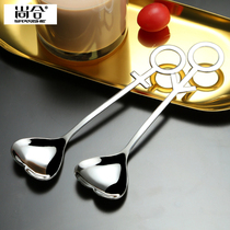 Light luxury coffee spoon net Red love spoon small spoon creative dessert spoon cute ice cream stirring Heart spoon ins ins