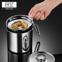 304 stainless steel filter oil tank kitchen household lard oil residue oil bottle large capacity pot oil filter artifact
