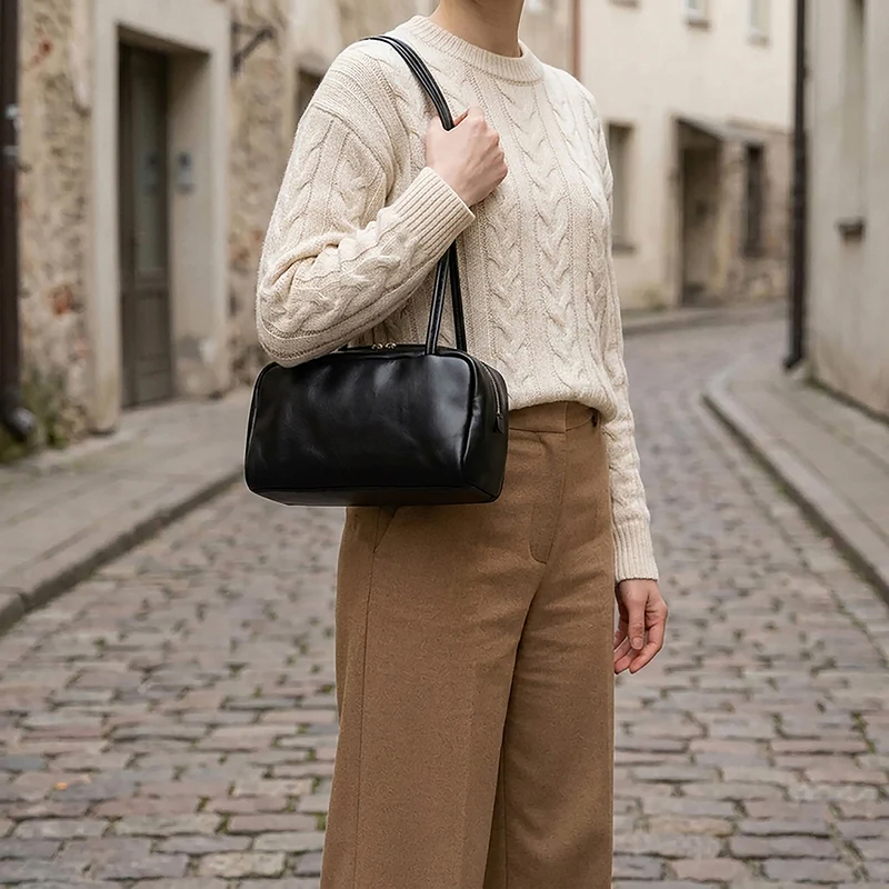 Astra Mini Bowling Bag, First-Layer Sheepskin, Jennie's Same Style Shoulder Bag, Hand-Held Underarm Bag, Boston Bag Astra Mini Bowling Bag, First-Layer Sheepskin, Jennie's Same Style Shoulder Bag, Hand-Held Underarm Bag, Boston Bag