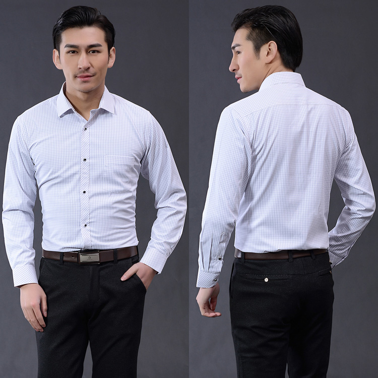 Áo sơ mi nam dài tay mùa thu nam trung niên nam sọc áo cotton kinh doanh phù hợp với quần áo bảo hộ lao động chuyên nghiệp áo sơ mi dài