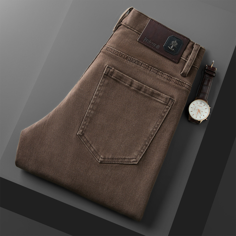 2026 Spring/Summer New Coffee-Colored High-End Loose-Fit Straight-Leg High-Waisted Men's Twill Fabric Long Pants