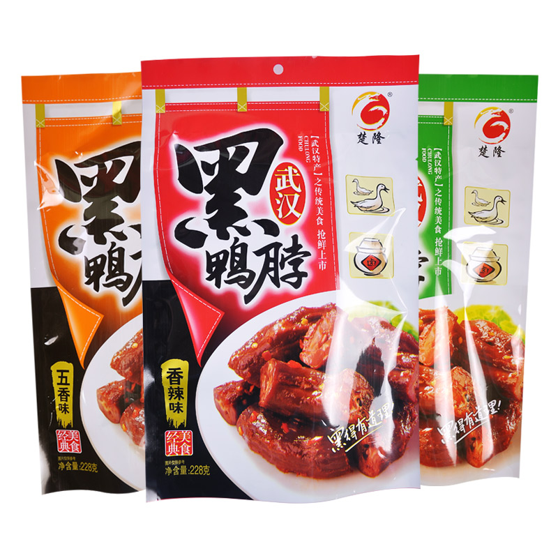 Hubei special production Wuhan black duck neck 228 gr aromas of spicy five fragrance original flavor halibut snack vacuum bagged snack