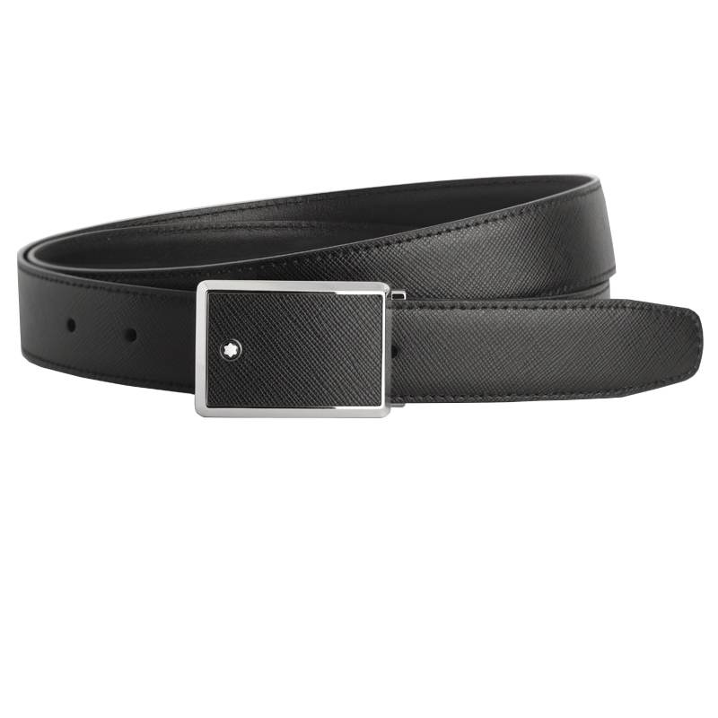 Montblanc Leather Belt Genuine Leather Rectangular Frame Cowhide Cross Pattern Black Plate-Style Men's Belt 114421 Genuine Montblanc Leather Belt Genuine Leather Rectangular Frame Cowhide Cross Pattern Black Plate-Style Men's Belt 114421 Genuine