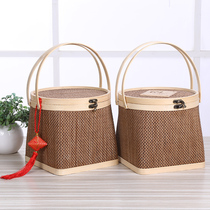 Bamboo woven portable bamboo basket Mid-Autumn Festival moon cake high-grade gift box Dragon Boat Festival rice Dumpling basket Egg box Hairy crab packaging