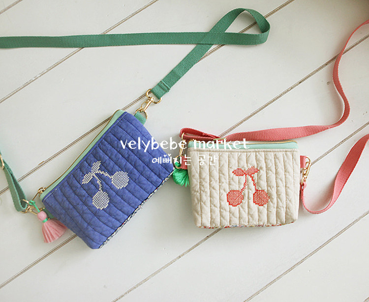 velybebe Korean in wind vintage cherry color color color cherry mini-slope bag bag bag pack