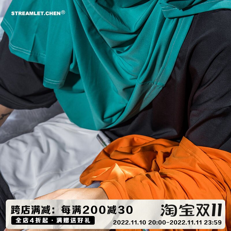 STREAMLET CHEN:OVERSIZE TEE Ice silk quick-drying texture solid color base loose short-sleeved T-shirt