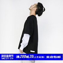 STR: TWO PIECES OVERSIZE HOOIDE FALSE TWO-DIMENSIONAL DISLOCATION LOOSE PROFILE SWEATER