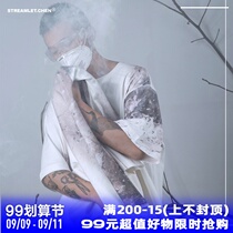 STREAMLET CHEN:OVERSIZE TEE hand painted direct spray Texture Gradient print loose short sleeve t-shirt