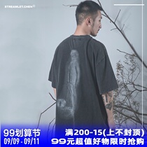 STREAMLET CHEN:WASHING TEE heavy wash do old childhood inner world short sleeve t-shirt