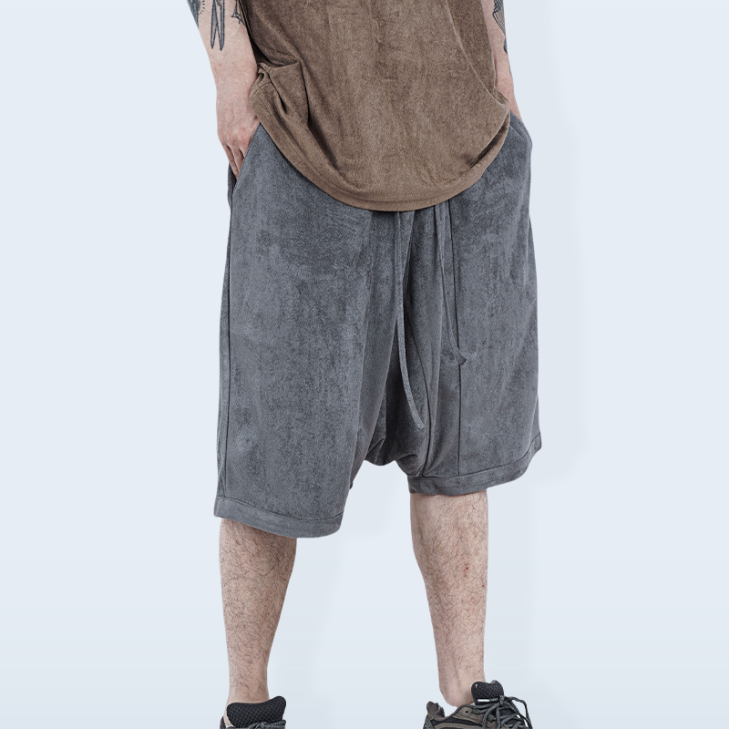 STREAMLET CHEN:ROUTINE PANTS original solid color smooth suede crotch shorts