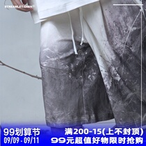 STREAMLET CHEN:OVERSIZE SHORTS hand painted direct spray Gradient print loose five-point pants