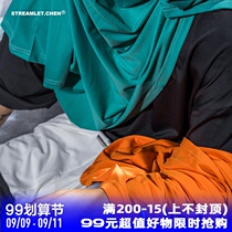 STREAMLET CHEN:OVERSIZE TEE Ice Silk quick-dry texture solid color base loose short sleeve t-shirt