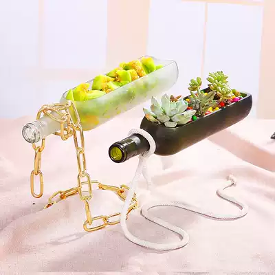 Morishang creative suspension cutting red wine bottle glass tableware vegetable basin Fruit salad plate desktop art landscape decoration