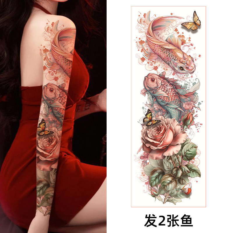 Sexy Floral Arm Tattoo, Beautiful Chinese Style, Temporary Fake Tattoo, Colorful Full Arm Tattoo Stickers for Men and Women, High-End Feel