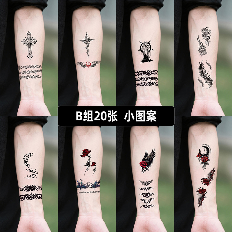 Black Small Pattern Tattoo Stickers for Men and Women, Waterproof, Cool, Retro, Artistic, Cross, Dark Aesthetics, Ins Black Small Pattern Tattoo Stickers for Men and Women, Waterproof, Cool, Retro, Artistic, Cross, Dark Aesthetics, Ins