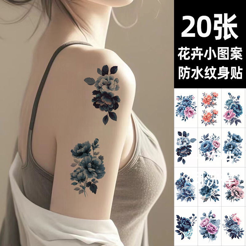 Washable Colorful Floral Tattoo Stickers for Women, Waterproof, for Men, Floral, Minimalist Style, Cover Scars, Vintage Style