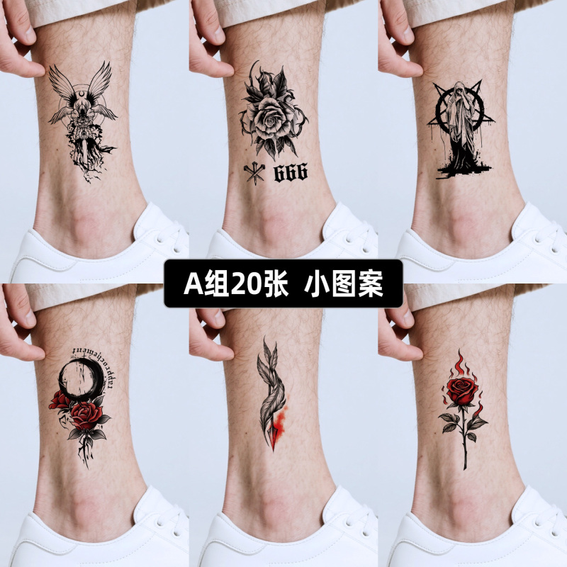 Dark Style Black Small Pattern Tattoo Stickers for Men and Women, Waterproof, Cool and Unique, Cool and Dark Aesthetics
