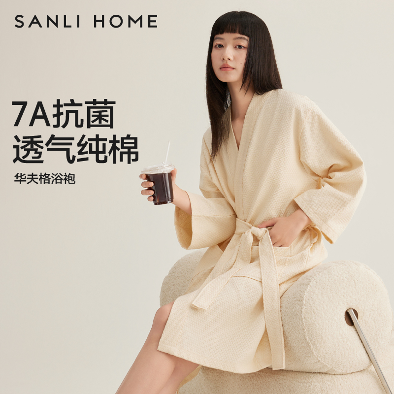 Sanli 7A抗菌バスローブレディース吸水速乾コットンバスローブホテルカップル着用バスタオル2025新作夏