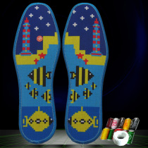 Embroidered insole cross-stitch pinhole printing six-layer cotton sweat-absorbent and breathable hand-embroidered semi-finished product with needle thread new style