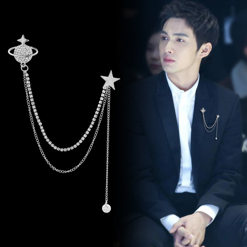Star-Inspired Planet Chain Brooch, Versatile Lapel Pin, Exquisite Brooch for Men and Women, Suit Jacket Accessory, Gift Box Set Star-Inspired Planet Chain Brooch, Versatile Lapel Pin, Exquisite Brooch for Men and Women, Suit Jacket Accessory, Gift Box Set